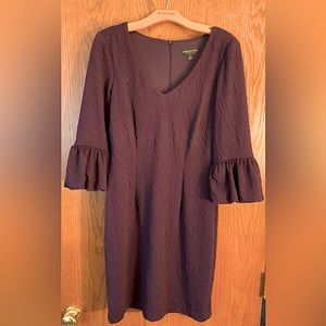 Deep purple, decorative sleeve midi dress